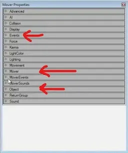 Mover properties window