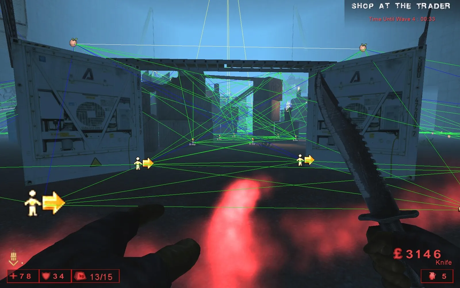 Path nodes and route colours displayed in the SDK viewport