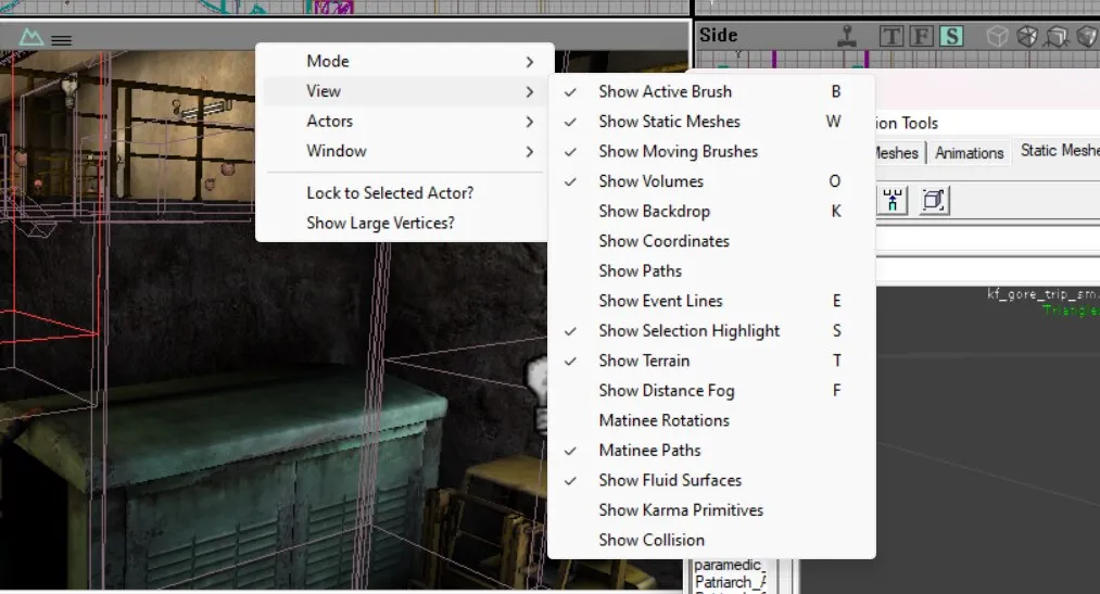 Viewport visibility customisation menu