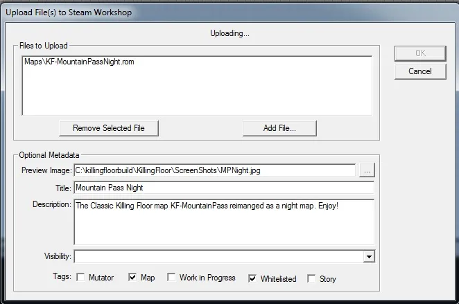Tag selection during workshop upload